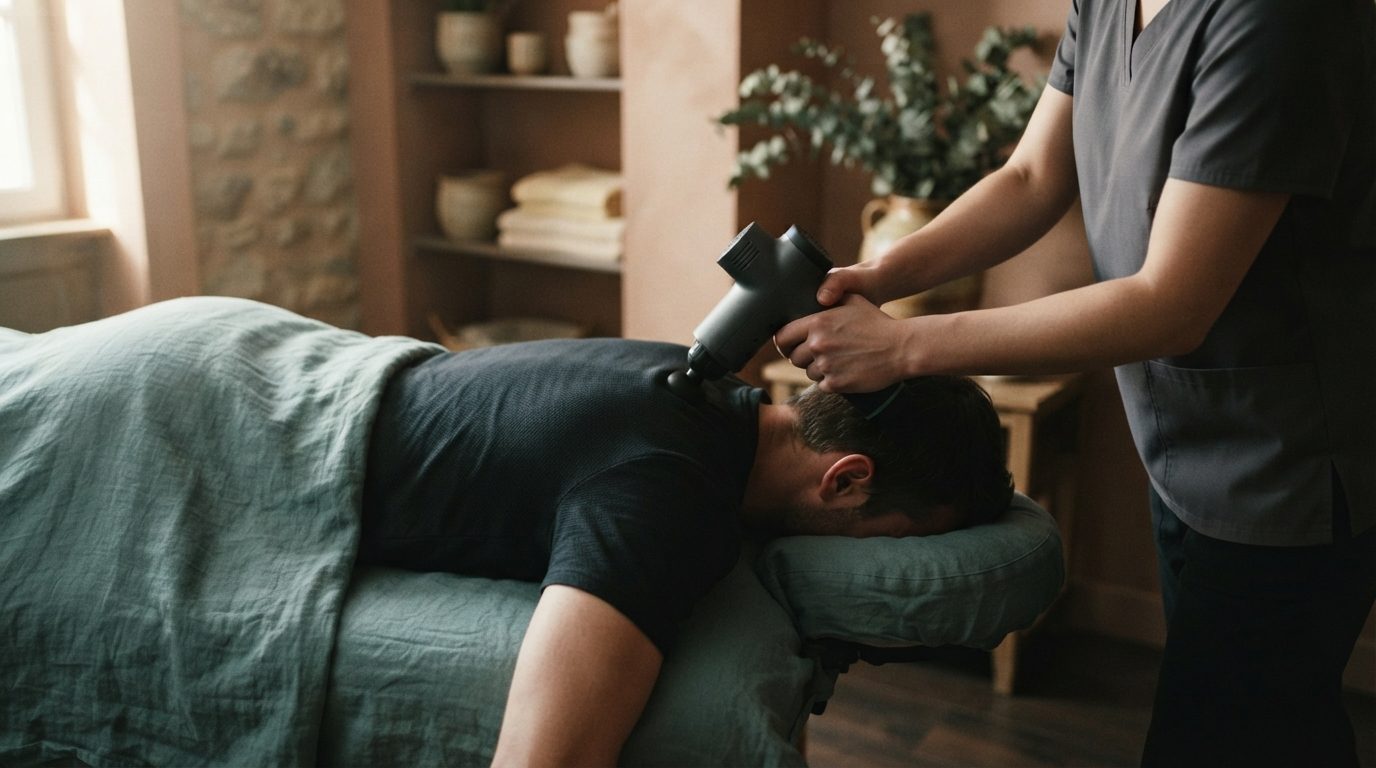 Illustrationsbillede: Massagepistol: hvornår hjælper den, og hvornår skal du til behandler?